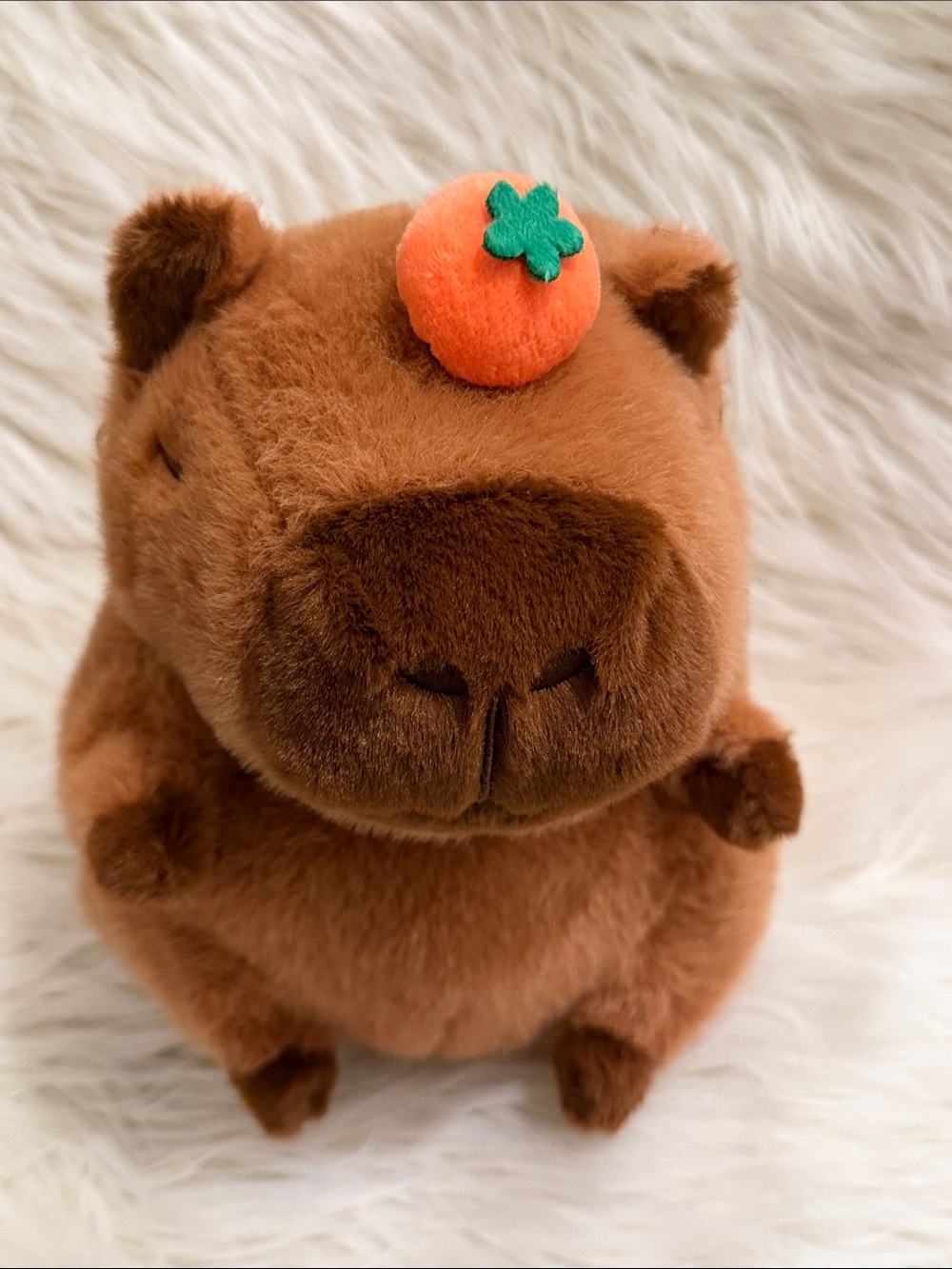 Kawaii Capybara Plush with Pumpkin Hat Stuffed Animal w/Pouch Purse Compartment